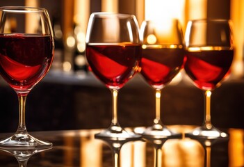 Naklejka premium stunning reflections wine glasses textured surface creating captivating visual display, beverage, color, light, pattern, shine, transparency, elegance