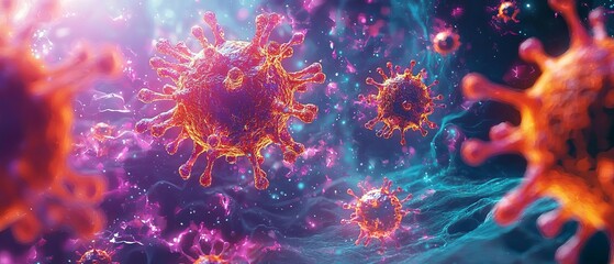 Obraz premium A detailed visual of the immune system's response to exposure to a harmful germ, highlighting the surge in contaminants and the potential for a pandemic