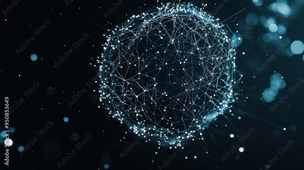 Poster high-resolution telecommunication network, software systems seamlessly integrated, intricate data ex