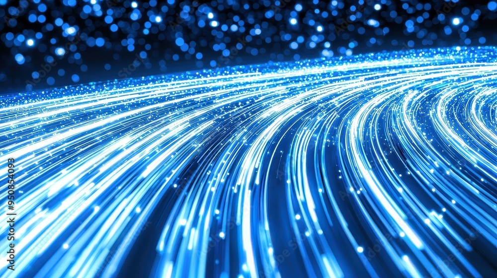 Poster high-tech overview of broadband infrastructure with emphasis on strategic expansion areas, including