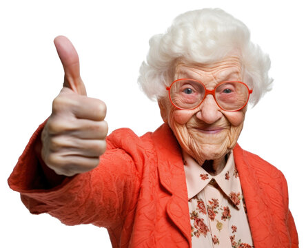 PNG Elderly woman giving thumbs up