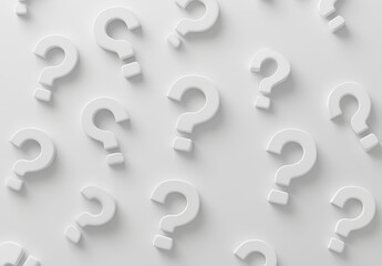 White question marks on a white background symbolize the hidden uncertainty and the need to find answers