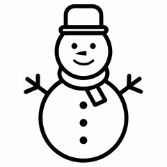 Christmas Snowman Outline Icon with white background