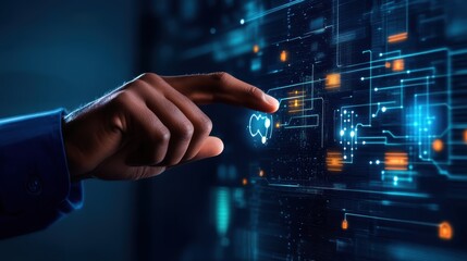 Human-Machine Collaboration: Technician Adjusting Control Panel with AI Guidance | Futuristic Technology Concept with Copy Space