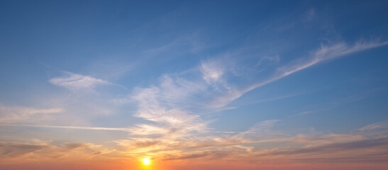 Beautiful dramatic scenic sunset sky background