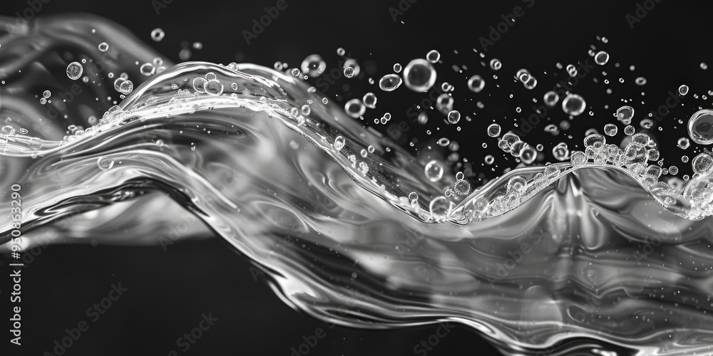 Poster a monochrome image of a wave crashing against the shore