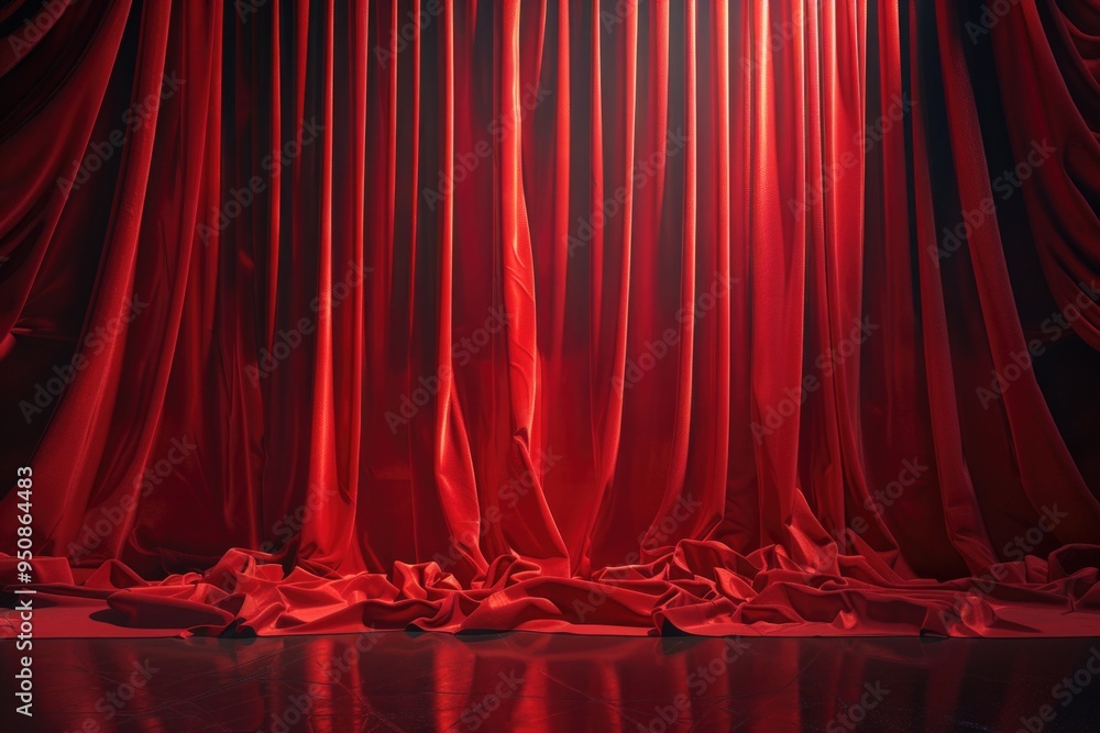 Poster a red curtain with a spotlight shining on it