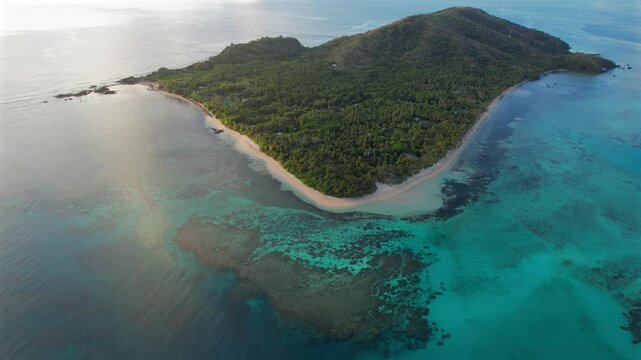 Aerial view of pristine coral Reef in the south Pacific