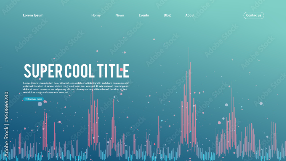 Poster landing page abstract design with big data. template for website or app.