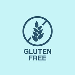Gluten free icon isolated on white background. Blue gluten free logo.