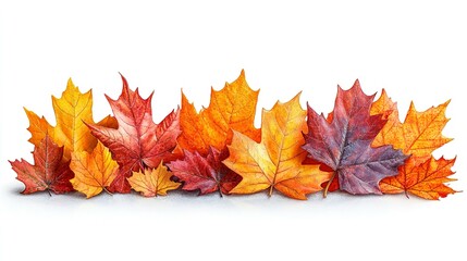 Obraz premium Colorful Autumn Leaves Arranged in a Row