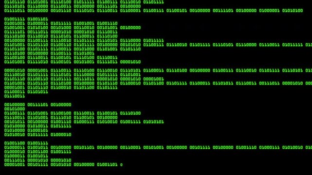 Binary Code Appearing On Screen, Code Moving, Computer Source Code, Cybersecurity Hacking, Cybercrime