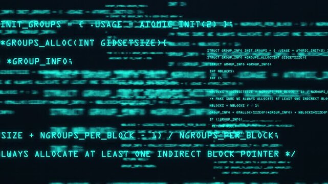Animation of Digital Data Moving, Code Moving In Space, Source Code Flying, Hacker Code, Big Data