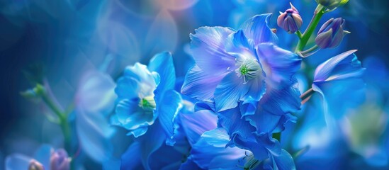 Blue Flower Delphinium Long Term Close Up