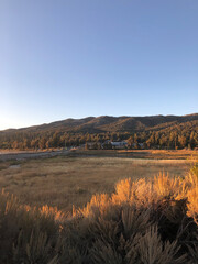 Golden Sunset over the Mountains and Fields of Big Bear Lake California