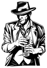 PNG Mysterious noir detective illustration