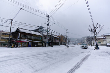 Obraz premium 雪の積もった通り20160124