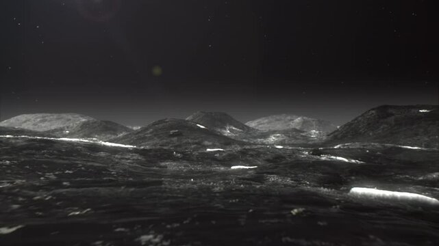 Flight over the surface of Pluto.