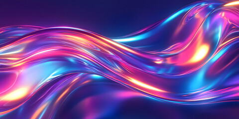 texture of liquid blue-orange gradient glass on a dark background. holographic colors. abstract wavy 3d background