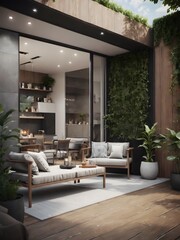 Outdoor terrace with furniture