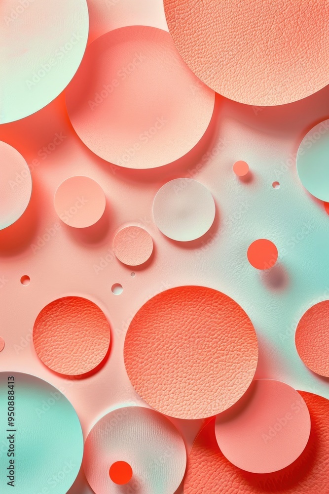 Wall mural A collection of colorful circles on a bright pink background