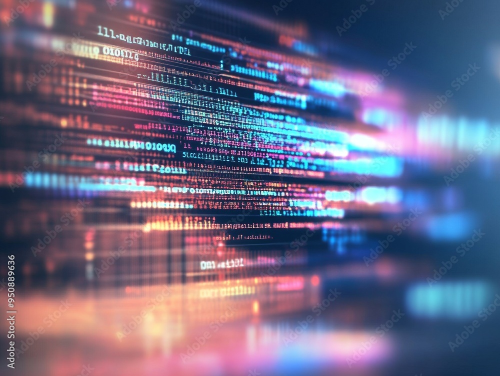 Fototapete high-resolution abstract background with blurred computer code and programming language, featuring c
