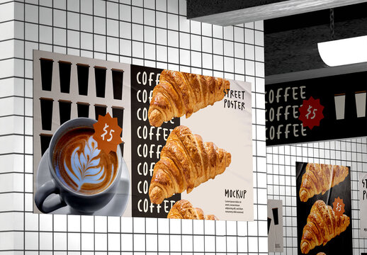 Glued Poster Mockup	