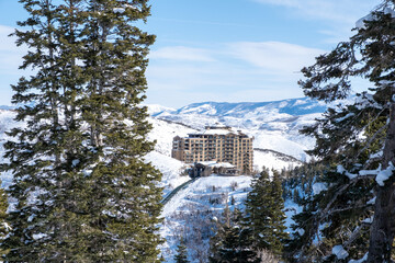 St Regis Deer Valley from afar, in winter, Deer Valley, UT, USA, February 3, 2023