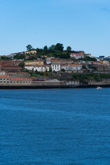 View of Porto city and Douro river and Dom Luis bridge. Porto, Vila Nova de Gaia, Portugal....