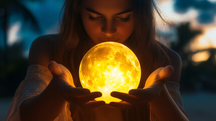 Naklejka premium The mystical light of the moon enhances the sense of culture, creation, and connection to ancient traditions