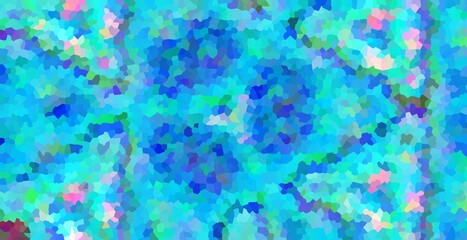 A blue and green abstract painting with a lot of detail. The painting is full of different shades of blue and green, creating a sense of depth and movement. The colors seem to be swirling