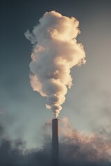 A smokestack emitting pollutants into a cloudy sky