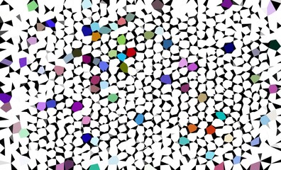 A colorful mosaic of shapes and colors. The image is a mix of different shapes and colors, creating a vibrant and dynamic scene