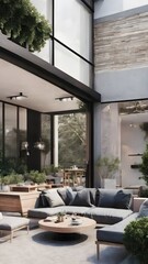 modern living room with table