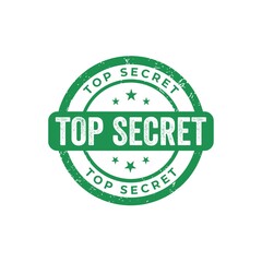 Top Secret Green Watermark Stamp isolated on white background. Round rubber stamp.