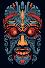 illustrated maori style mask, maori style illustrated mask