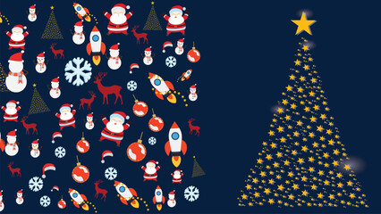 Doodle of Christmas theme contai snowman ,santaclause,deer, trees,snow suitable for decoration