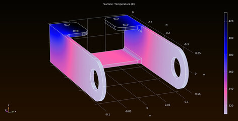 Computer 3d modeling of the steel mechanical part. Thermal analysis. Investigation of the temperature distribution on the surface of the mechanical part. © TKalinovskaya