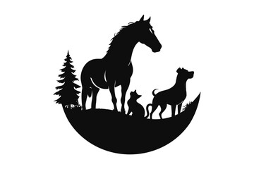 Horse dog cat veterinary logo vector