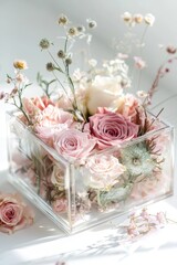 Enchanting Floral Arrangement in Transparent Container