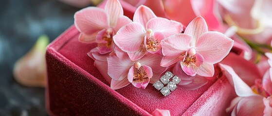 Delicate Orchids in a Crimson Gift Box