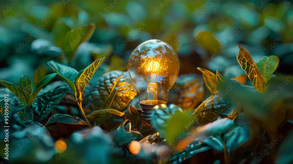 Poster light bulb in the forest with tree inside