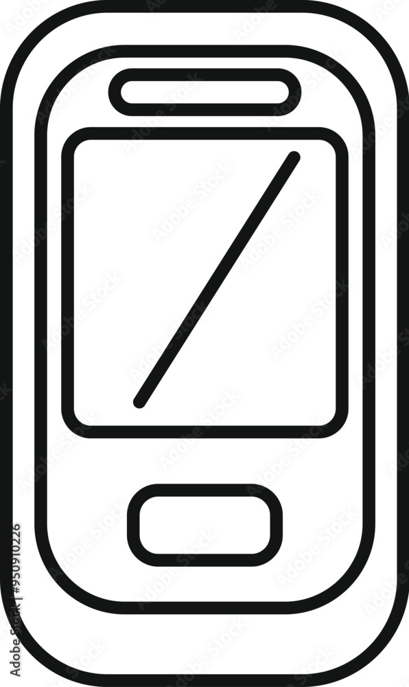 Poster simple black and white icon of a smartphone with a blank screen displaying a diagonal line