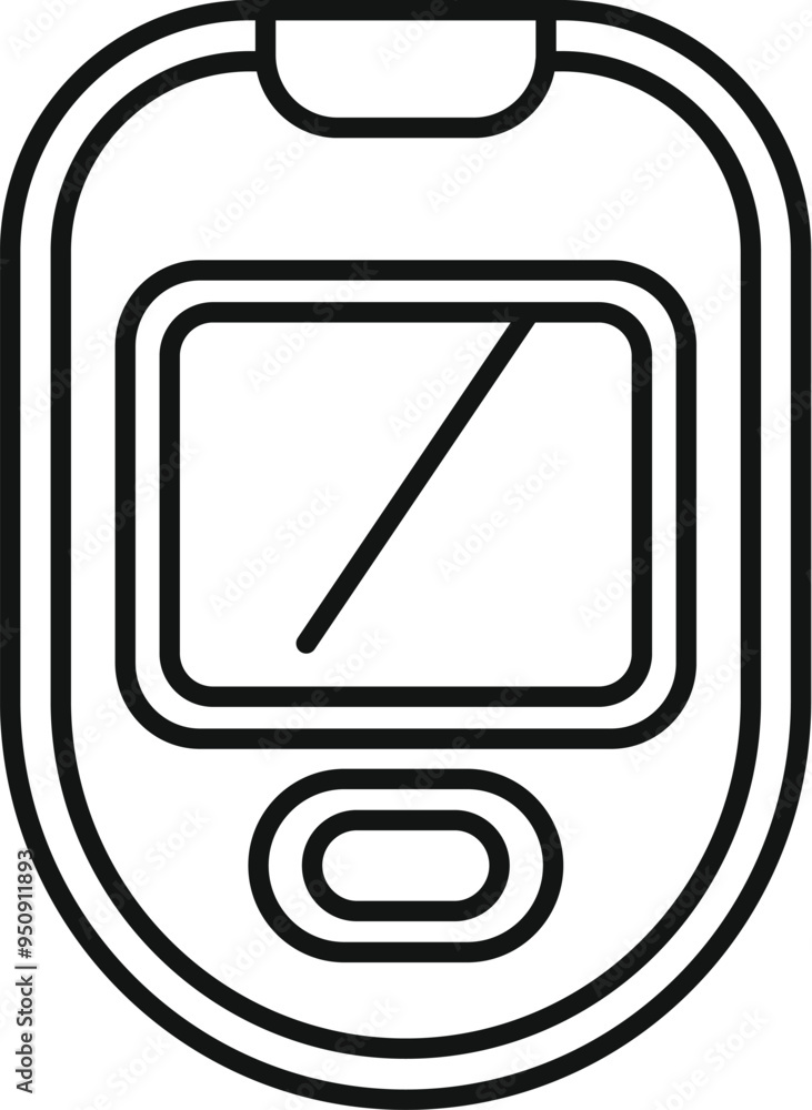 Poster simple outline vector of a glucose meter device measuring blood sugar level icon for web design isol