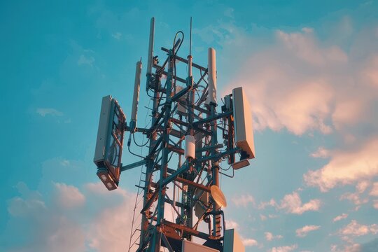 5G cellular tower with radio modules and smart antennas