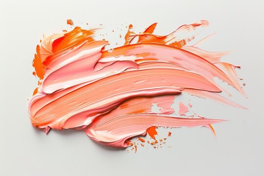 2024 s popular PANTONE 13 1023 Peach Fuzz color with oil stroke on white background