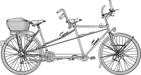 Obraz premium Vector sketch illustration silhouette design image of racing tandem bicycle for pair cycling
