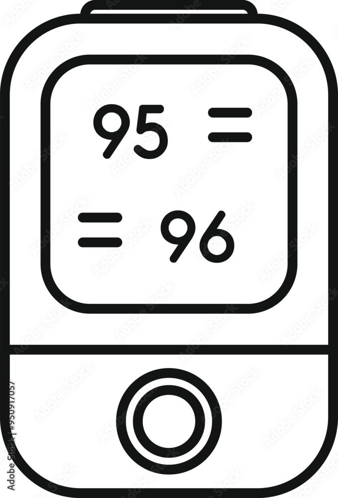 Poster simple vector icon of a smartwatch measuring blood oxygen level with a button