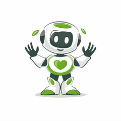 Obraz premium Heartfelt Robot Logo with Rounded Edges and a Green Heart: A Fresh Perspective