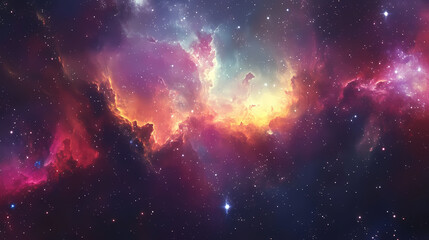 Celestial wonders unfold in an ethereal space where galaxies dance, stars twinkle, and the cosmic nebula journey unveils the profound beauty of the vast, captivating universe. Ethereal. Illustration